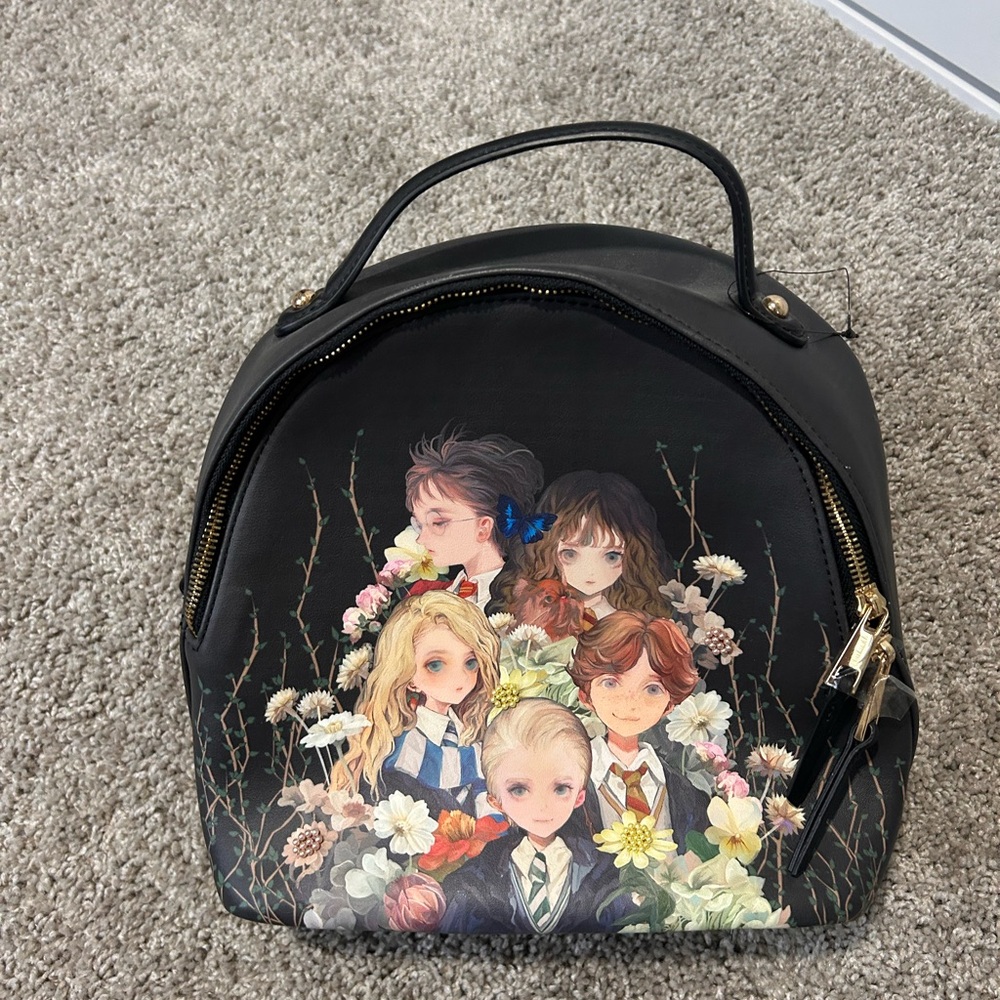 Black Designer Women's Bag with Artistic Print